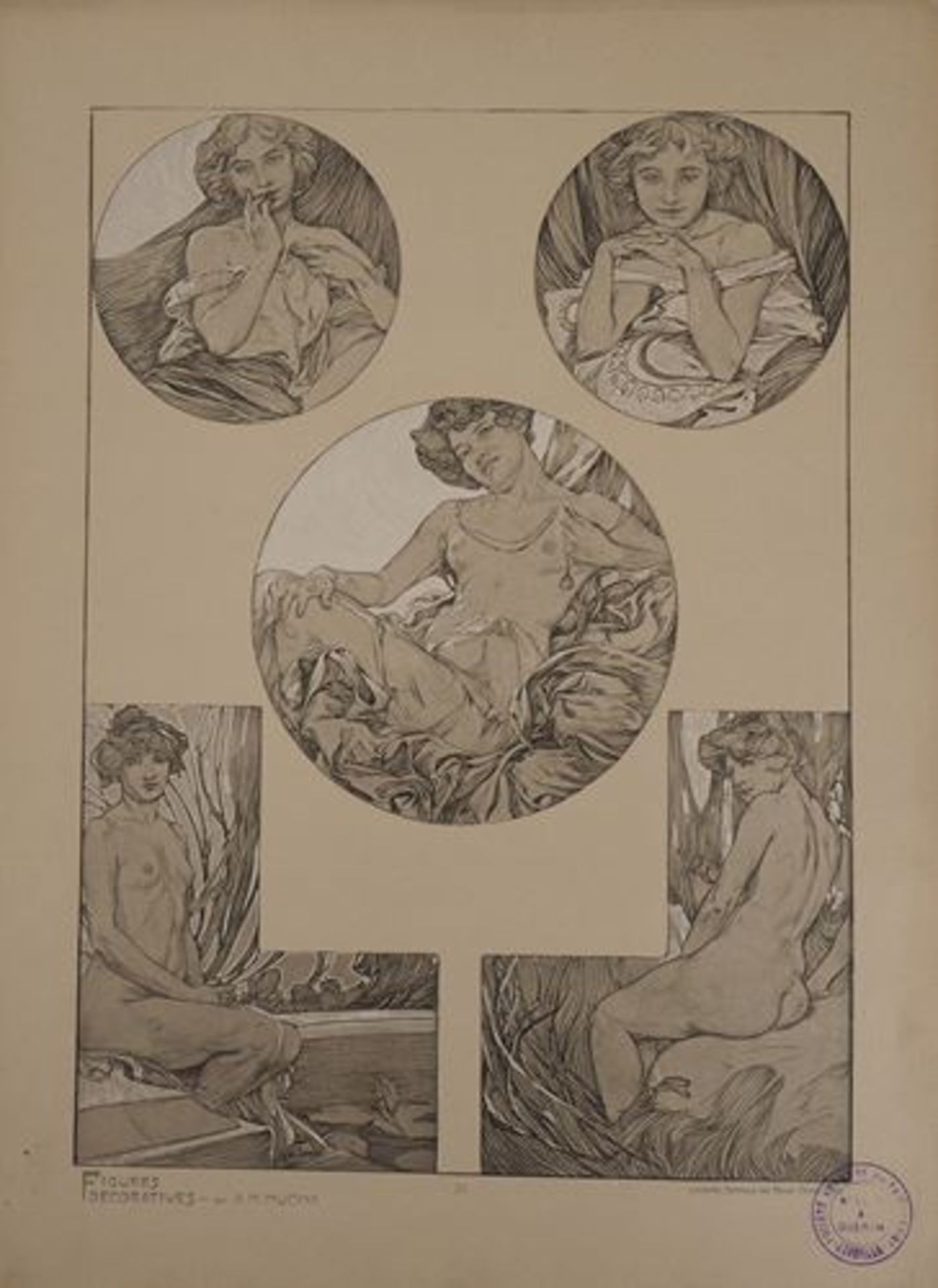 Alphonse MUCHA The model with a bun, 1902 Lithograph Signed in the plate On thick [...]