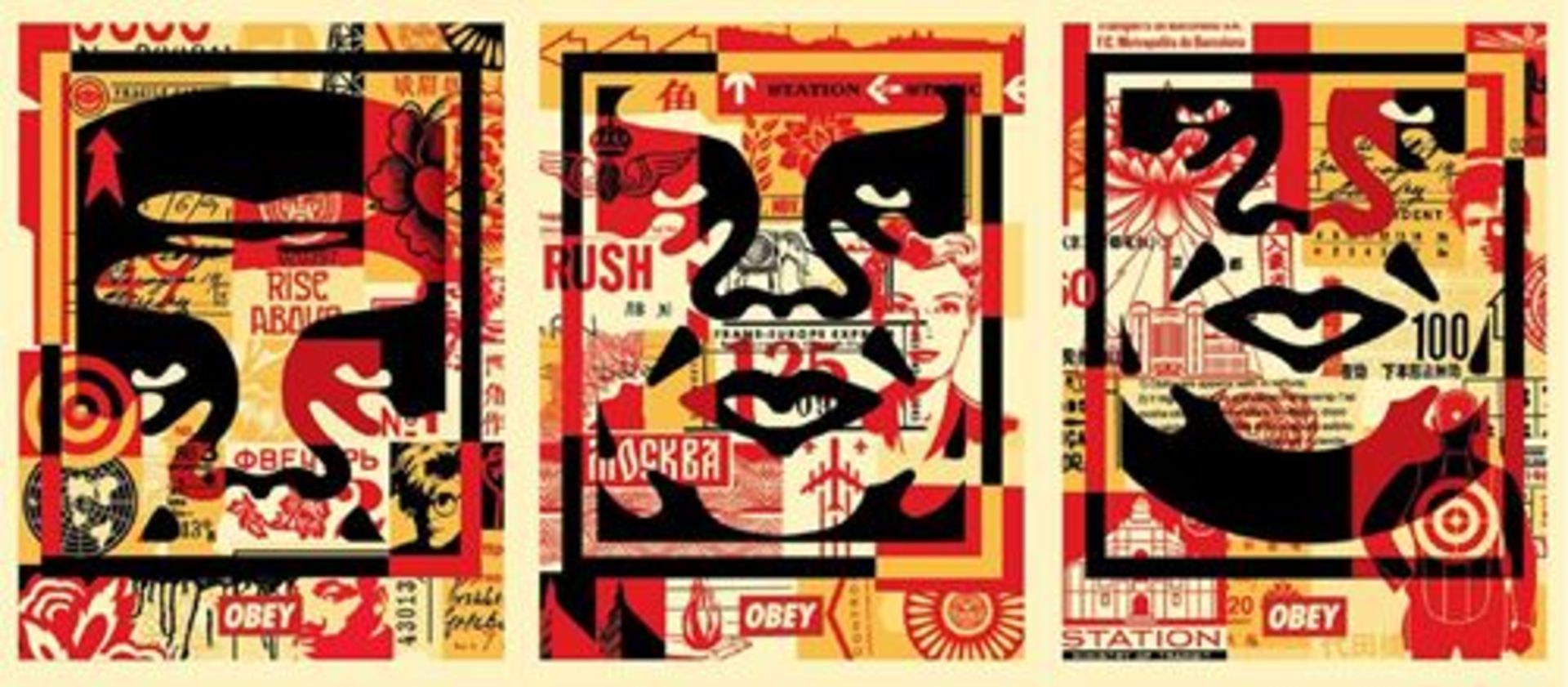 Shepard Fairey (OBEY) - Obey 3 Face Collage Offset Lithographs on cream paper 3 x [...]
