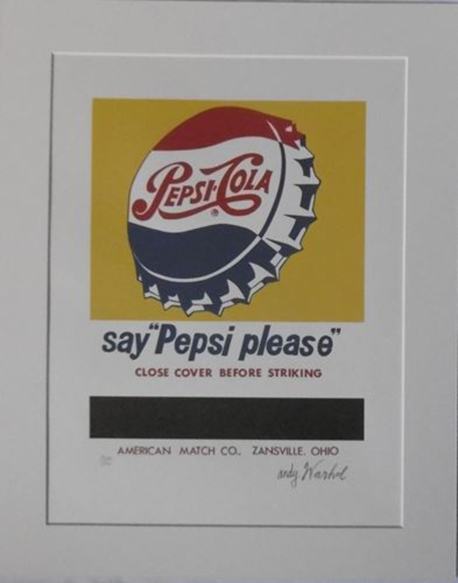 Andy WARHOL (after) - PESPI COLA, lithograph Lithograph Signed in the plate and [...]