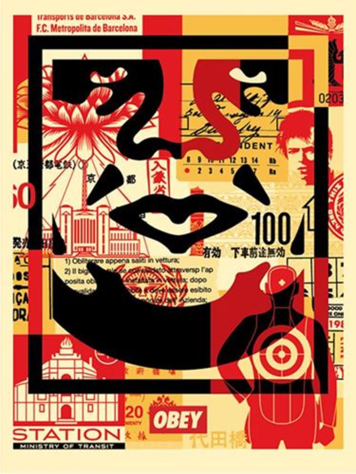 Shepard Fairey (OBEY) - Obey 3 Face Collage Offset Lithographs on cream paper 3 x [...] - Bild 4 aus 4