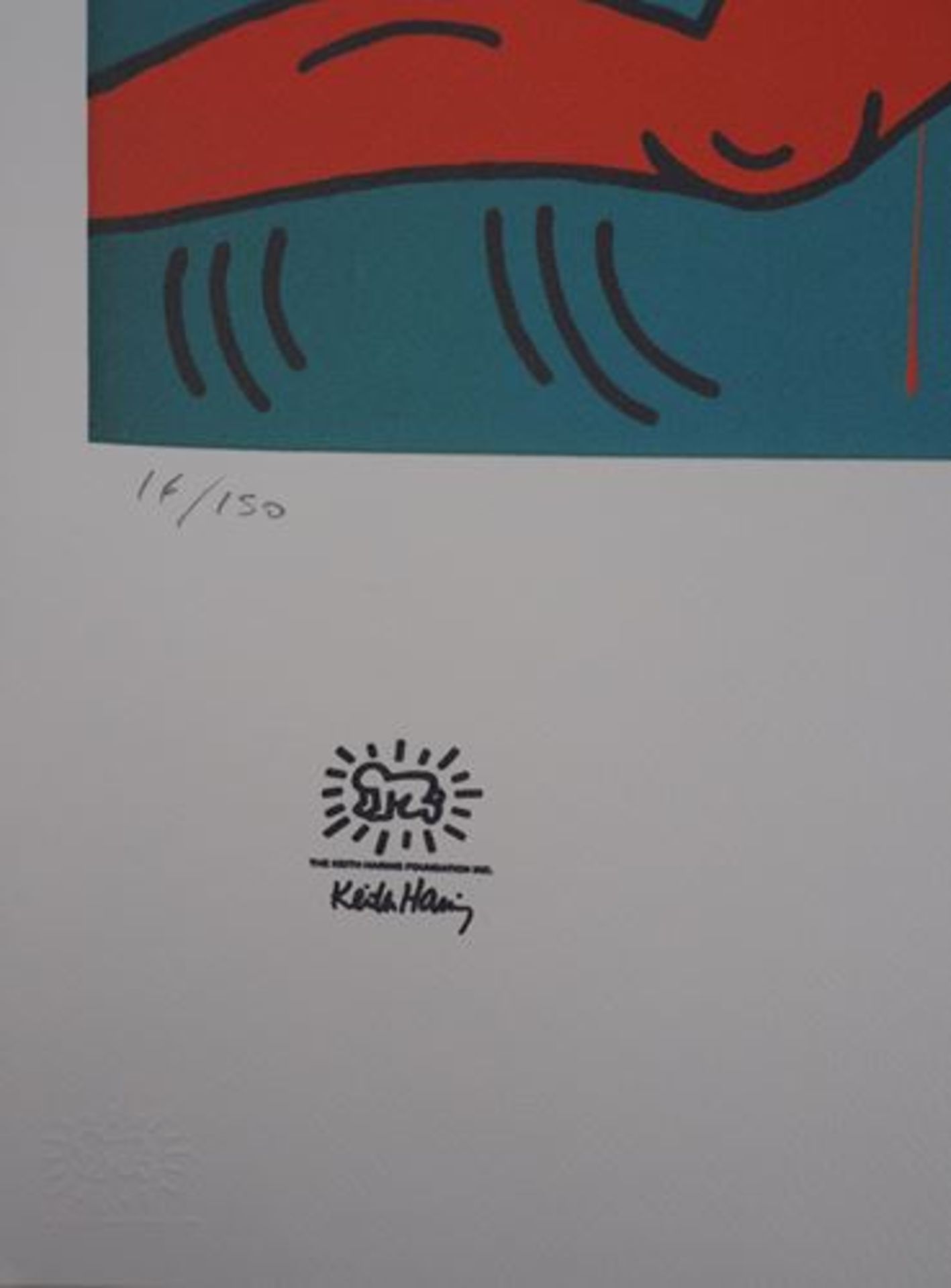 Keith HARING Crowd in red Screenprint on Vellum Signed in the plate Bears the dry [...] - Bild 6 aus 6