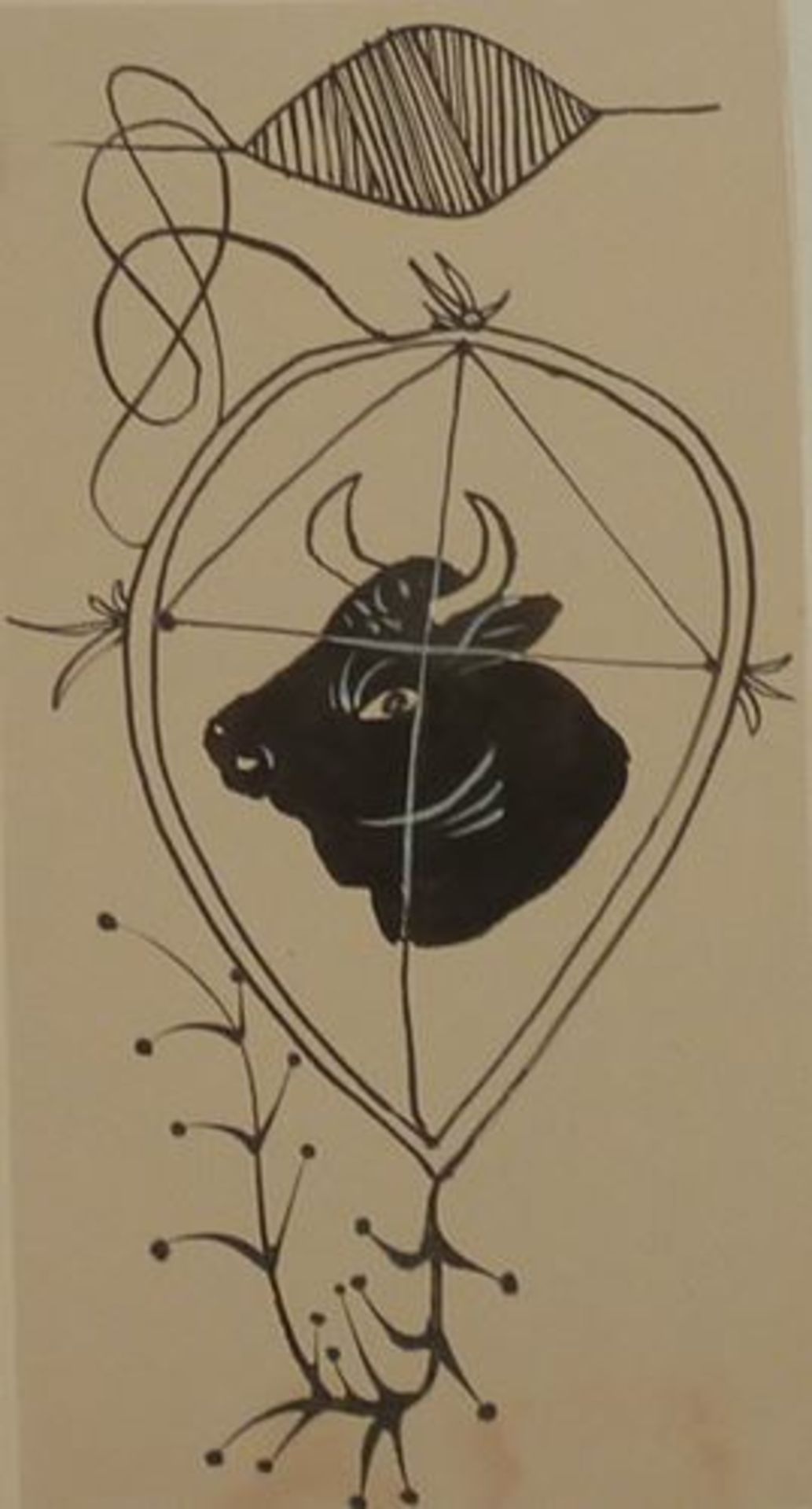 Pierre-Yves TREMOIS The bull's head Original drawing in Indian ink On Arches Vellum [...] - Bild 2 aus 4