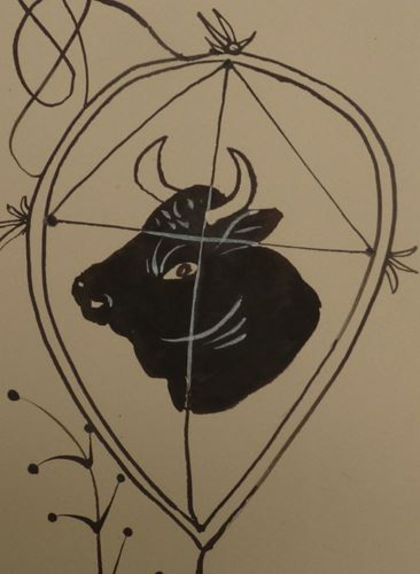 Pierre-Yves TREMOIS The bull's head Original drawing in Indian ink On Arches Vellum [...] - Bild 3 aus 4