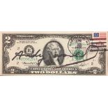 Andy WARHOL (1928-1987) 2 Dollars Jefferson, 1976 Signed in red felt tip pen Stamp of [...]