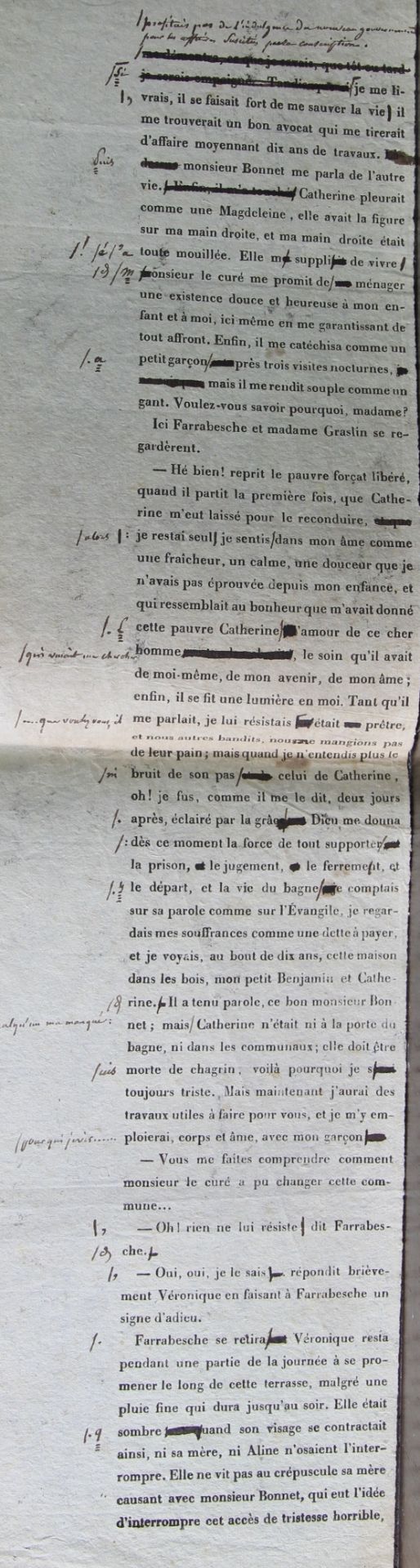 Honoré de BALZAC. 8 feuillets d'épreuves corrigées, plus un feuillet manuscrit [...]