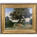 Henri Joseph HARPIGNIES (1819-1916). Arbre. Huile sur toile. Rentoilage. Signé en [...]