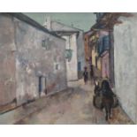 Alfred TINSEL (1920-?). "Rue à El Barquero -Galice". Huile sur toile signée en bas [...]