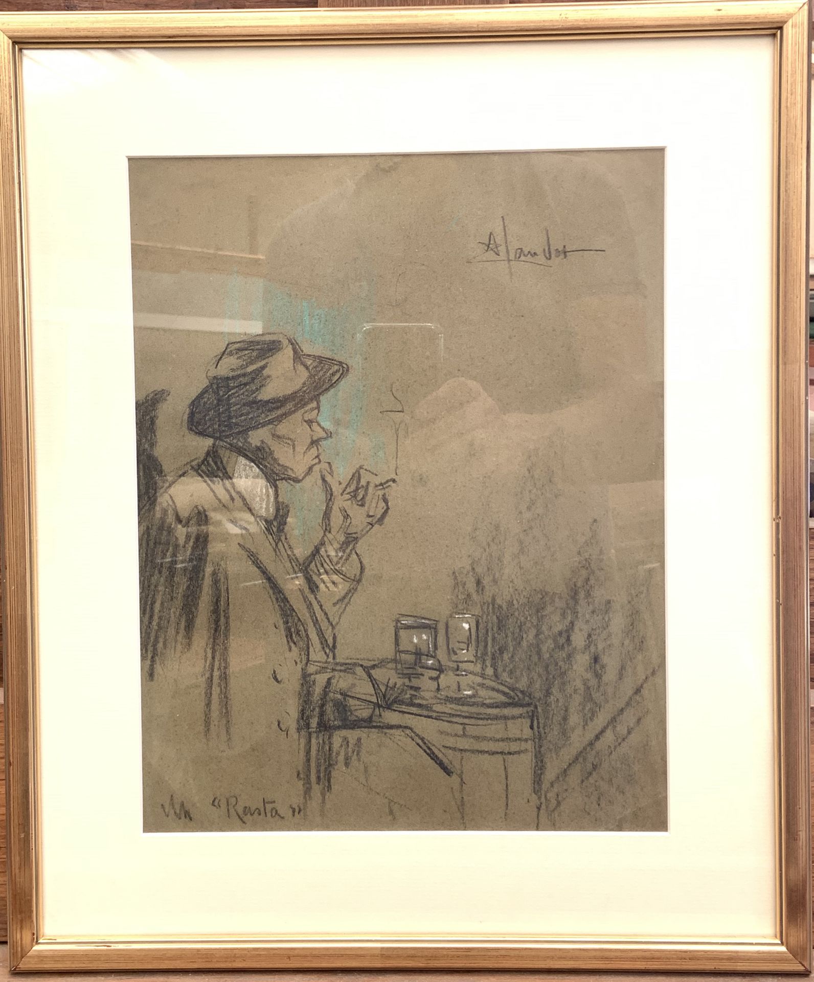 André CLAUDOT (1892-1982). Un "Rasta". Crayon, fusain et rehauts. Signé en haut à [...]