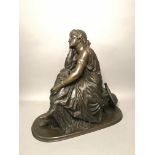 Pierre SCHOENEWERK (1820-1885). Sapho. Bronze à patine brune. Signée sur la [...]