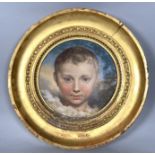 Ecole italienne du XIXe siècle. Portrait d'enfant. Huile sur panneau. D. 25 cm. [...]