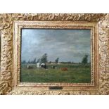 Dans le goût d'Eugène BOUDIN (1824-1898). Vaches au pré. Huile sur toile. 24,5 x [...]