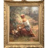 A. GALZENATI. Jeune femme à la source. Toile. 65 x 54 cm. -