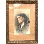 Léon GAMBEY (1883-1914). Portrait de dame au fichu. Aquarelle signée et datée [...]