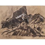 Pierre COMBET-DESCOMBES (1885-1966), attribué à. Le Mont Aiguille. Fusain et craie [...]