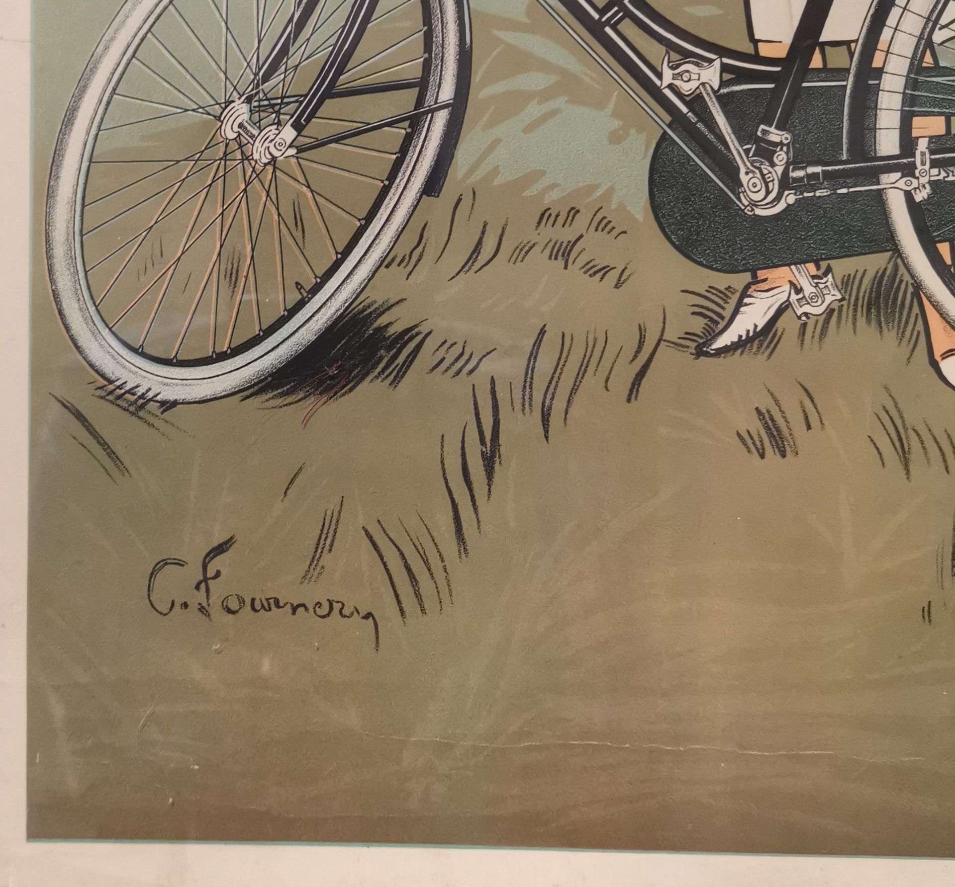 Cycles et Motos de Dion-Bouton affiche signée C. FOURNERY (XIX-XX), imprimerie [...] - Bild 2 aus 3