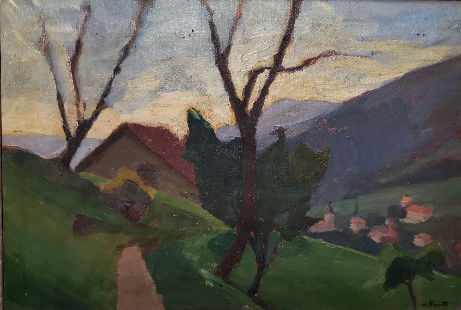 Jacques PERETTO (1879-1937). Paysage dauphinois à la maison. Huile sur toile, [...]