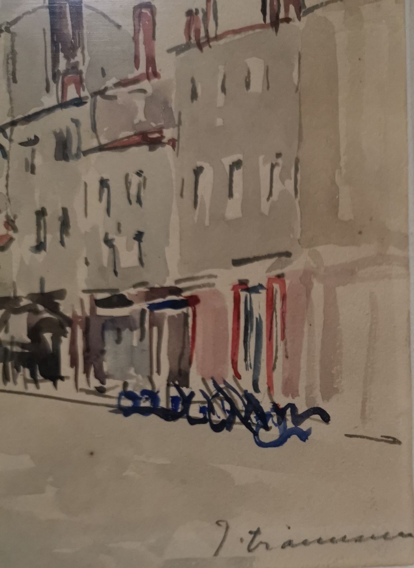 Jacques TRAVERSIER (1875-1935). Vue animée de Romans-sur-Isère. Aquarelle, située [...] - Bild 2 aus 3