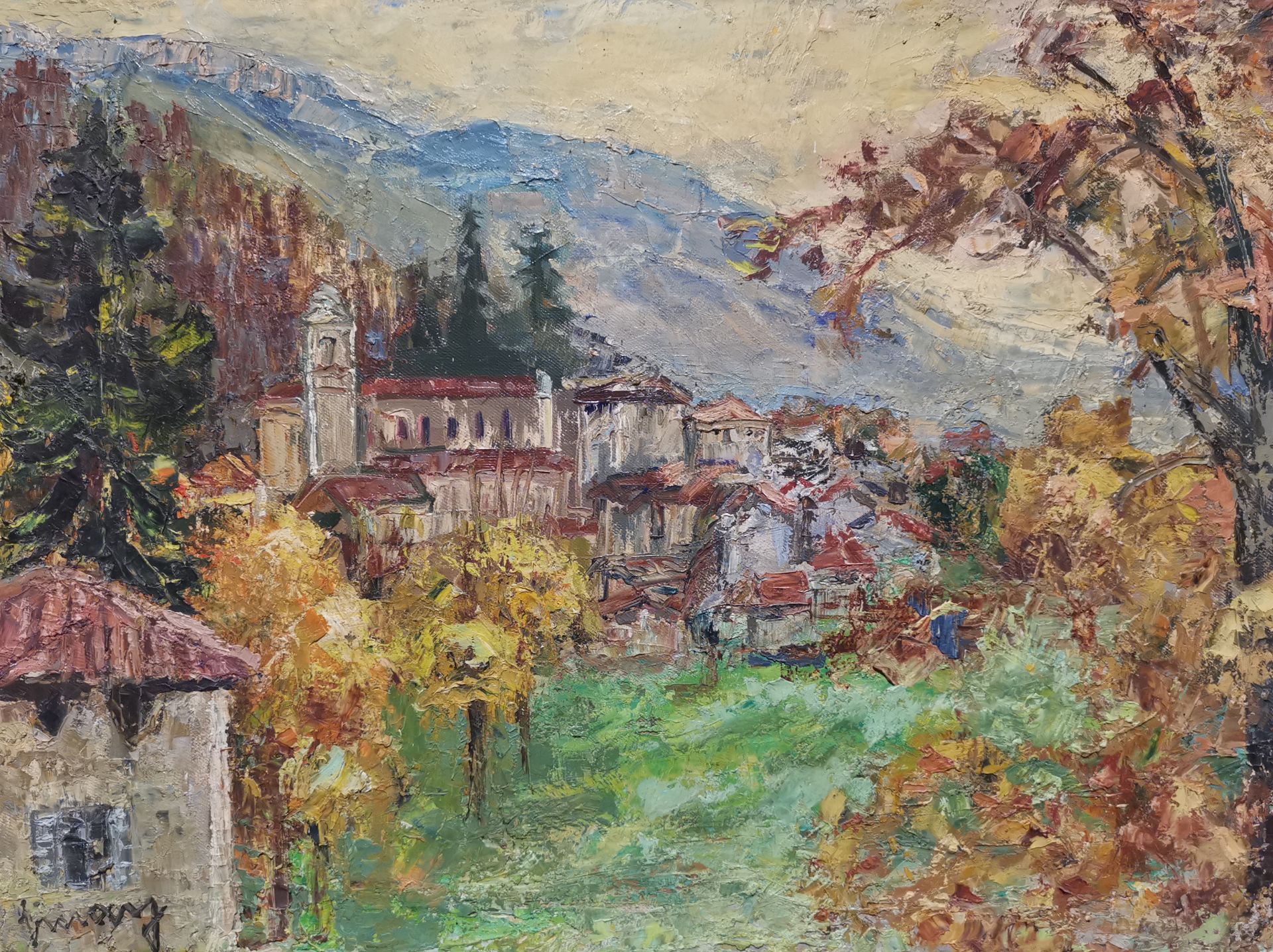 Jean VINAY (1907-1978). Village en Dauphiné. Huile sur toile, signée en bas à [...]