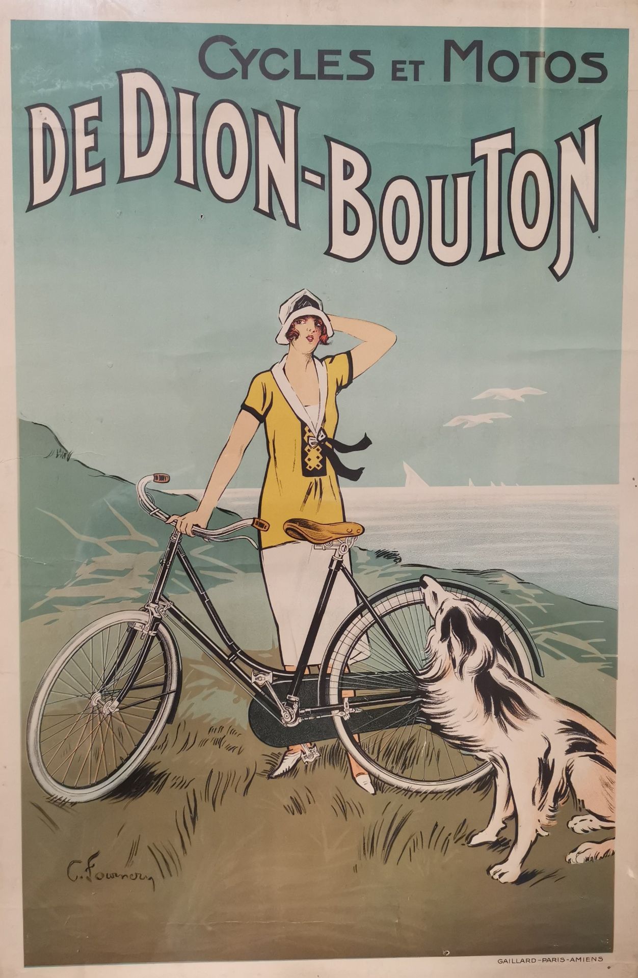 Cycles et Motos de Dion-Bouton affiche signée C. FOURNERY (XIX-XX), imprimerie [...]