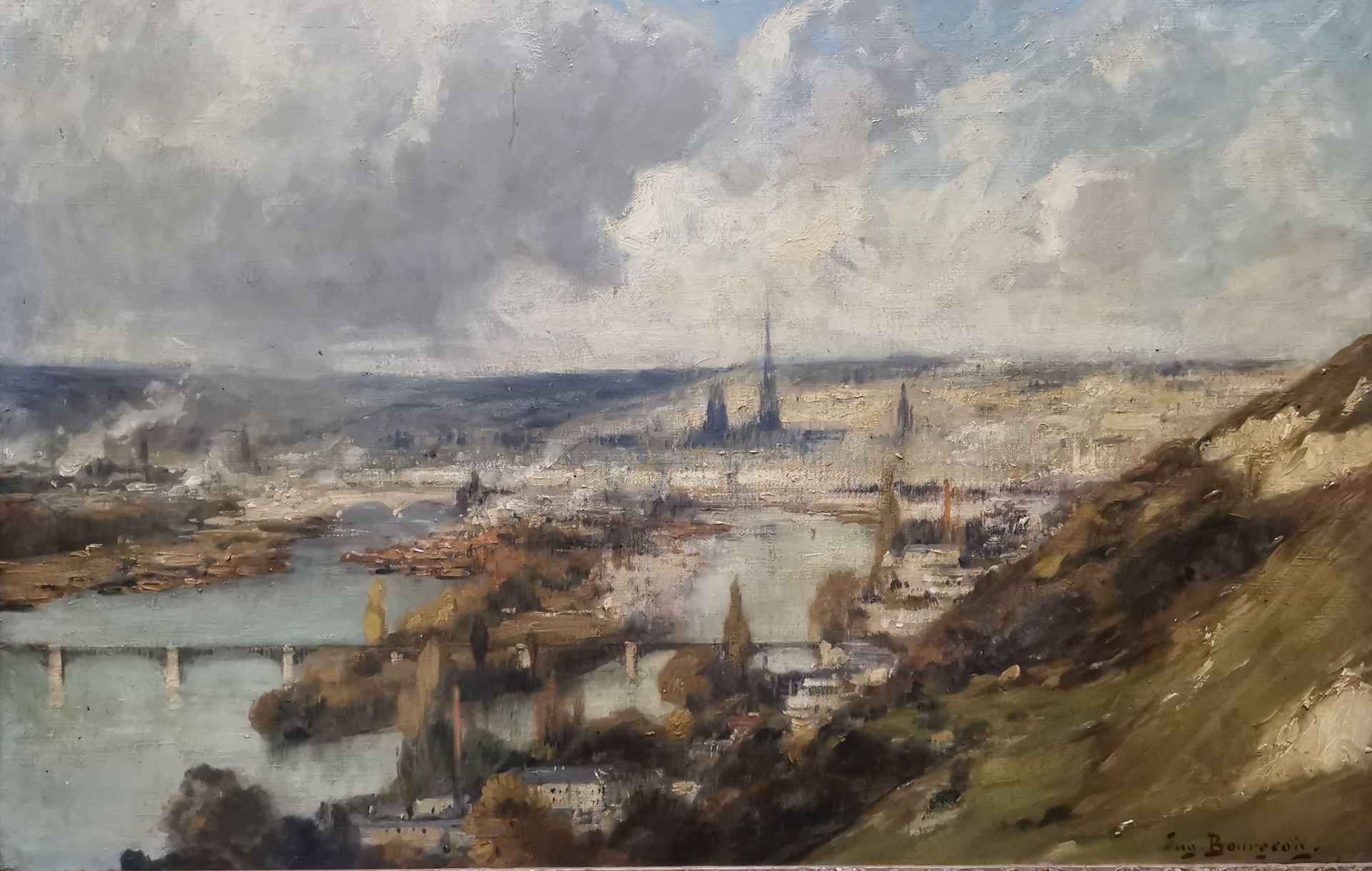 Eugène BOURGEOIS (1855-1909). Vue de Rouen. Huile sur toile, signée en bas à [...] - Bild 2 aus 5