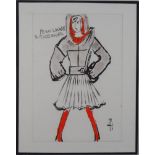 Jean-Charles de Castelbajac Study drawing for a coat Original watercolour Signed [...]