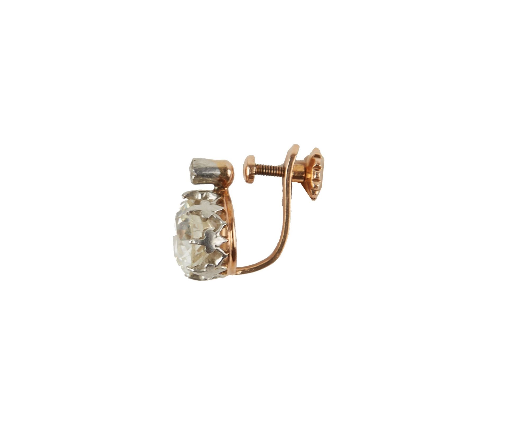 Diamant taillé à l'ancienne, monté en boucle d'oreille en or. P. 3,1 g. Diamant : [...] - Bild 2 aus 2