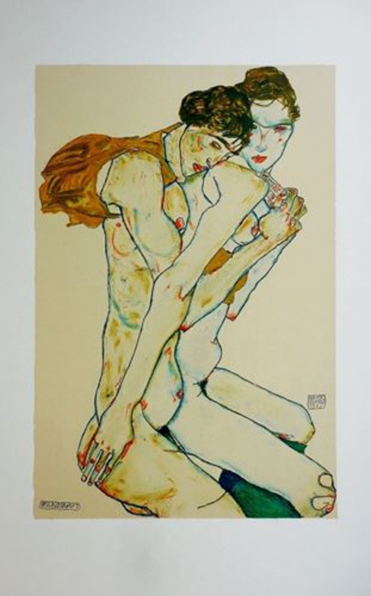 Egon SCHIELE (after) Two friends, 1913 Signed lithograph and dated on stone, printed [...]