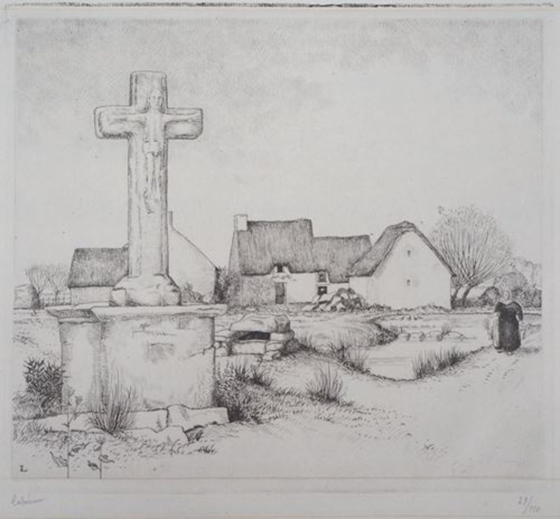 Jean Émile LABOUREUR Le calvaire rustique (Brière), 1933 Gravure originale Signée [...]