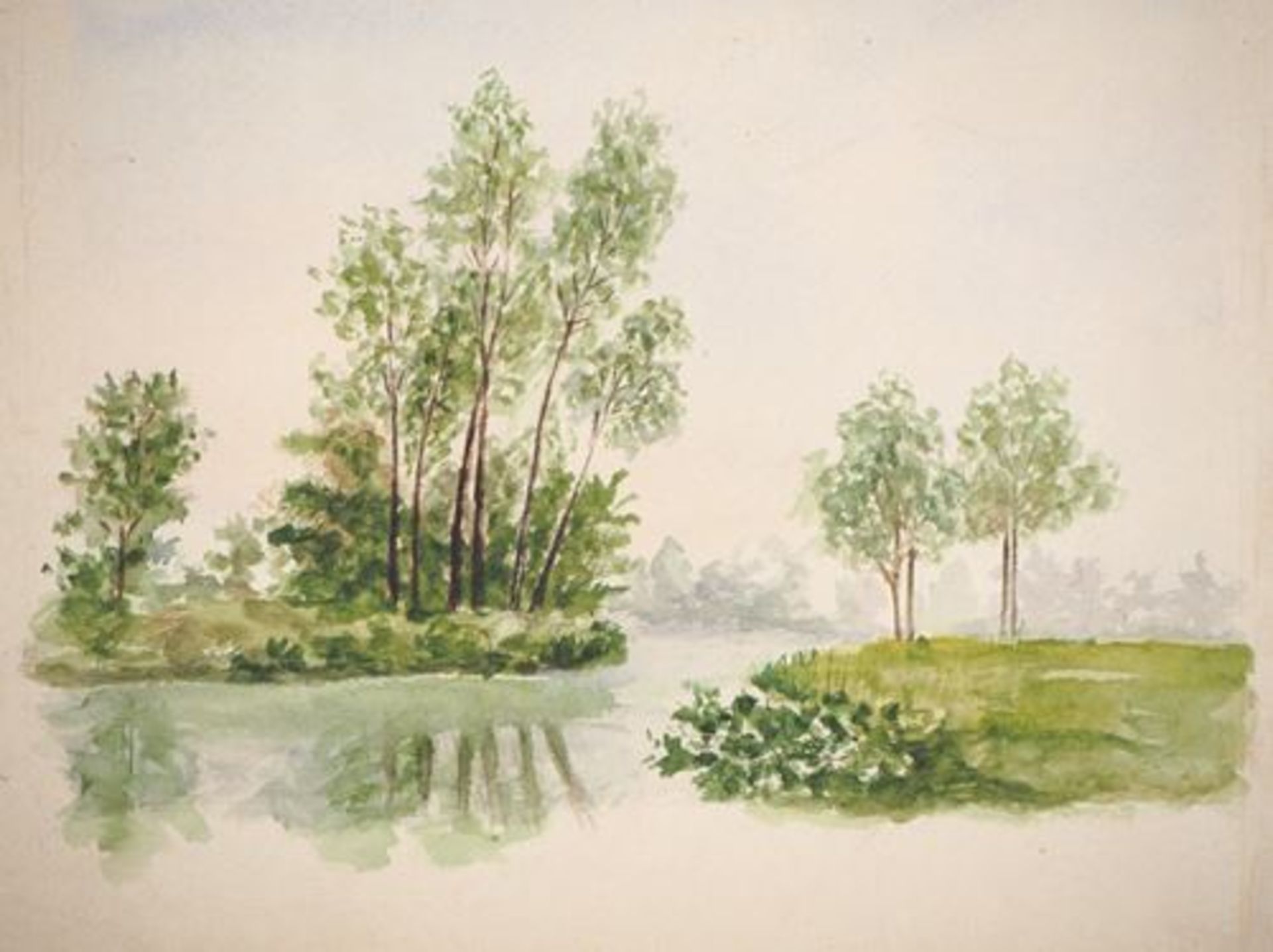 Ecole du début du XXe siècle Bord de rivière Aquarelle originale Sur papier [...]