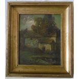 Andre Meley (1876 - after 1946) Old Farm Oil painting on masonite cardboard Double [...]