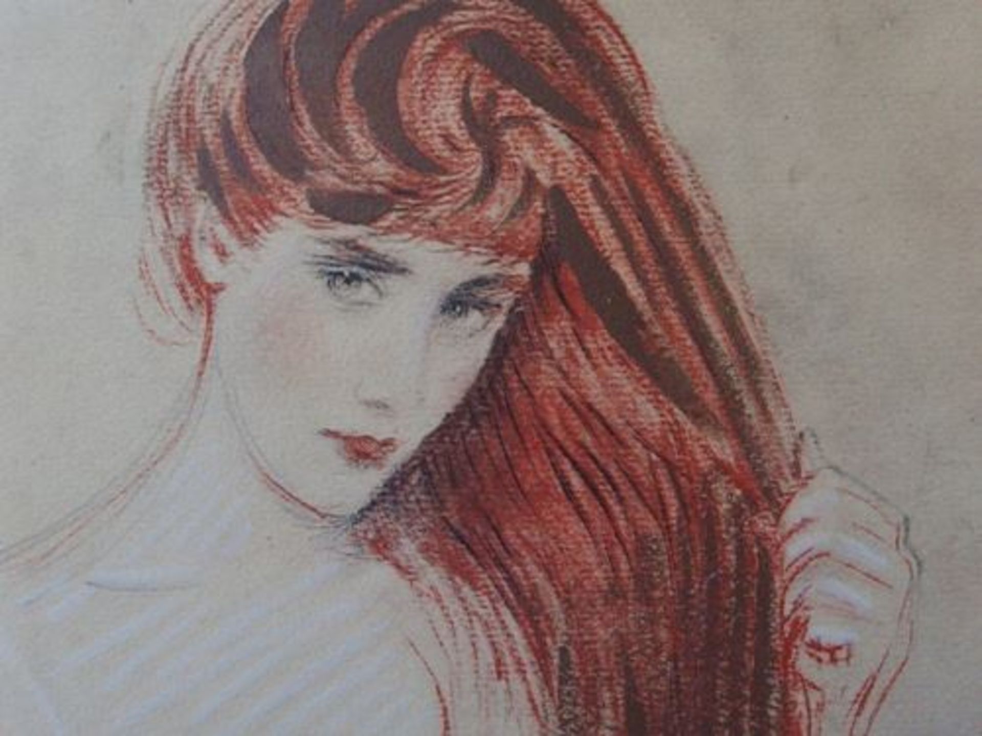 Paul César HELLEU Redhead Woman Stencilled lithograph Signed in the plate On Vellum [...] - Bild 2 aus 4