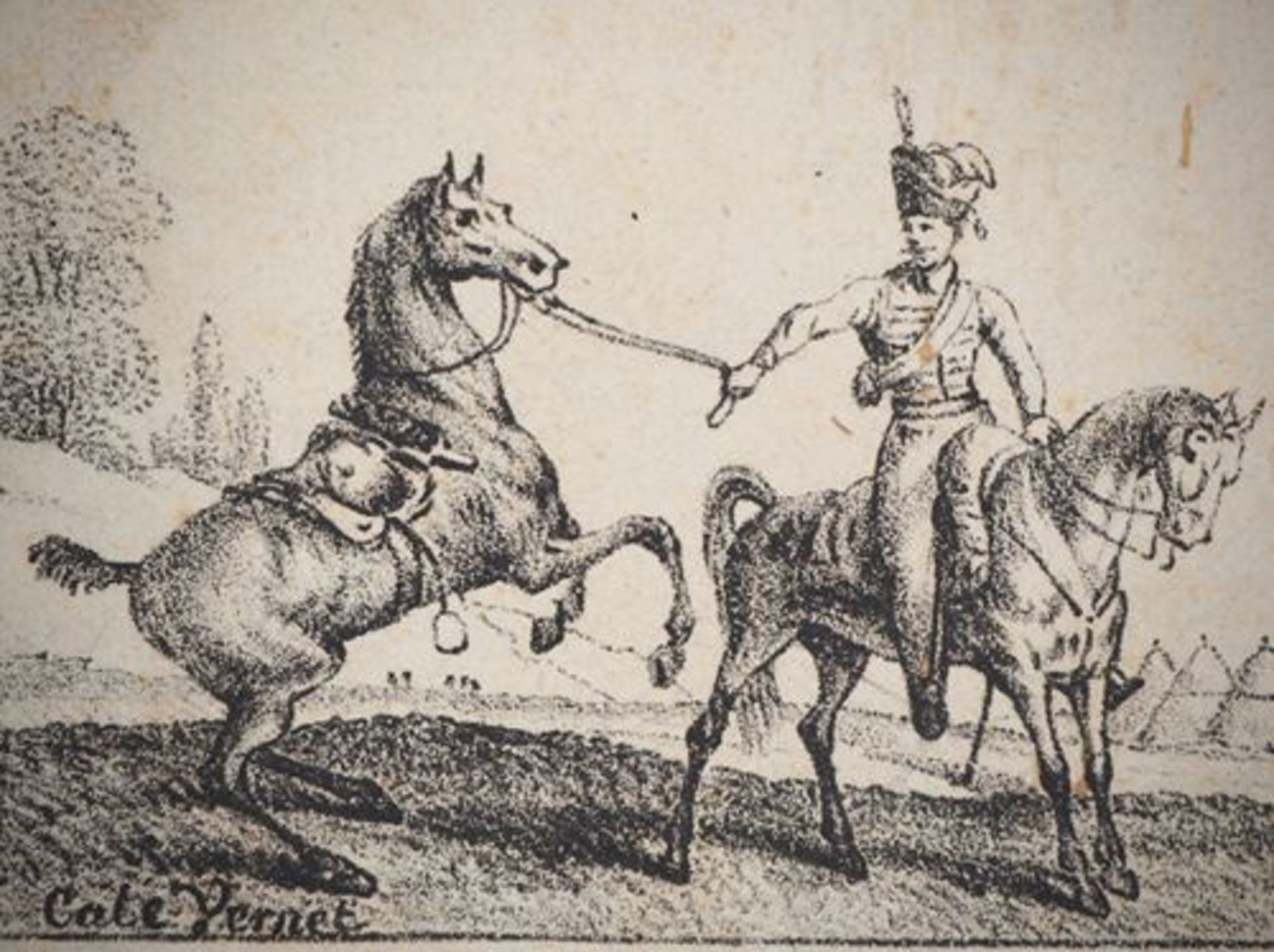 Charles-Antoine VERNET Croquis de chevaux Lot de quatre lithographies originales sur [...] - Bild 9 aus 9