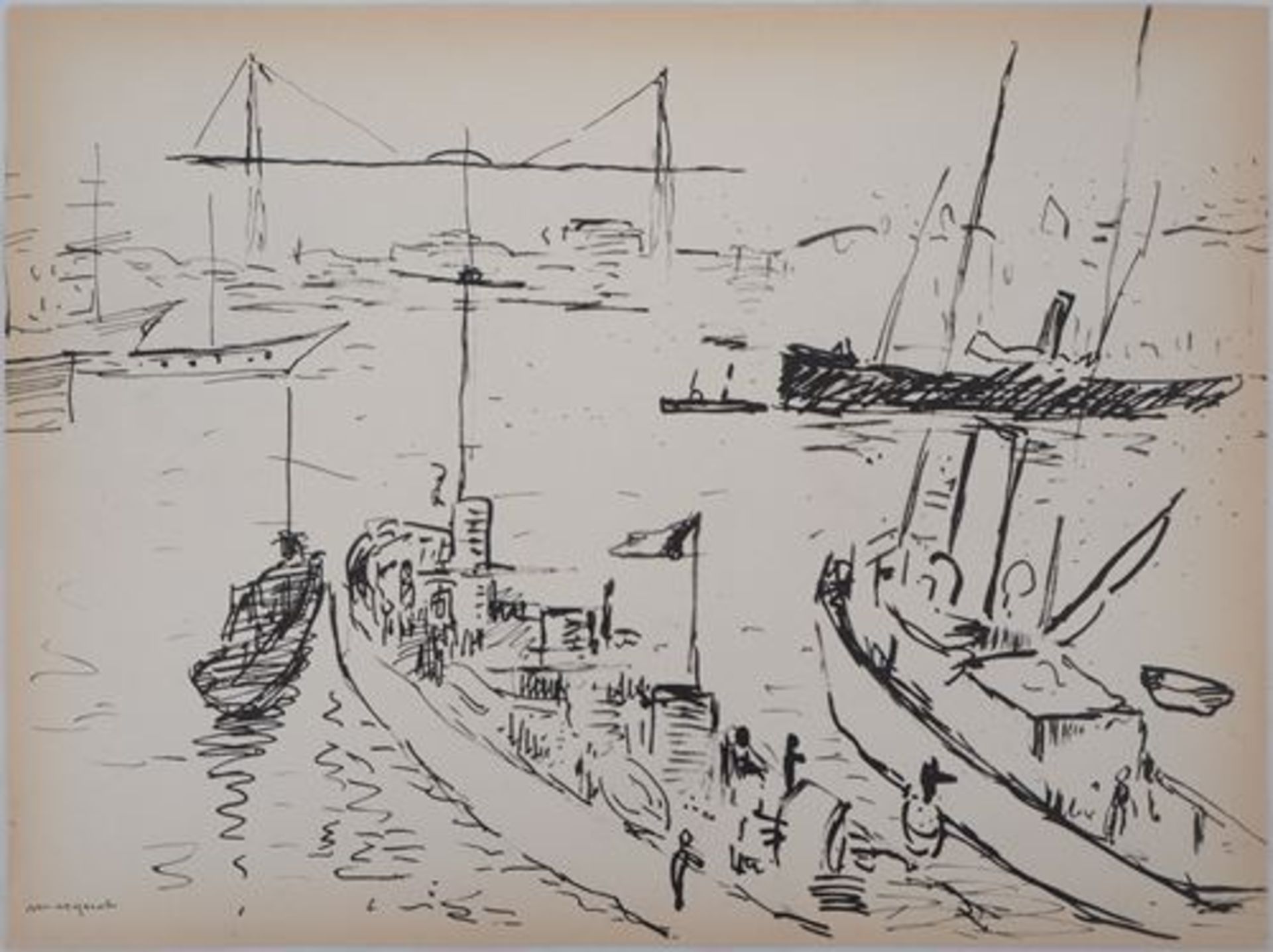 Albert MARQUET Vue sur le port, 1945 Lithographie d'après un dessin d'Albert [...] - Bild 6 aus 7