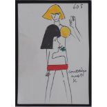 Jean-Charles de Castelbajac 60s Dress Original drawing with felt and gouache [...]