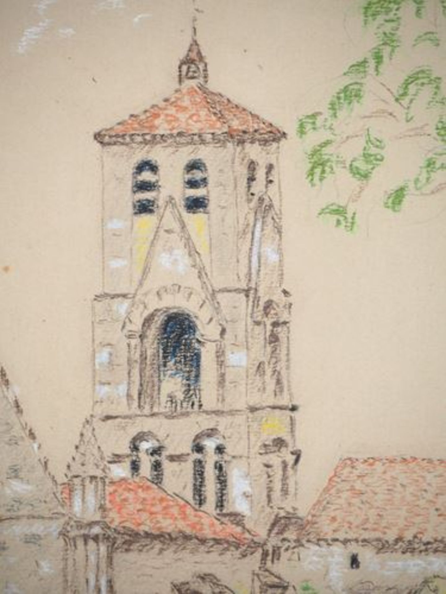 Ecole du début du XXe siècle Blanzac, 1940 Dessin pastel original Signé [...] - Bild 2 aus 6