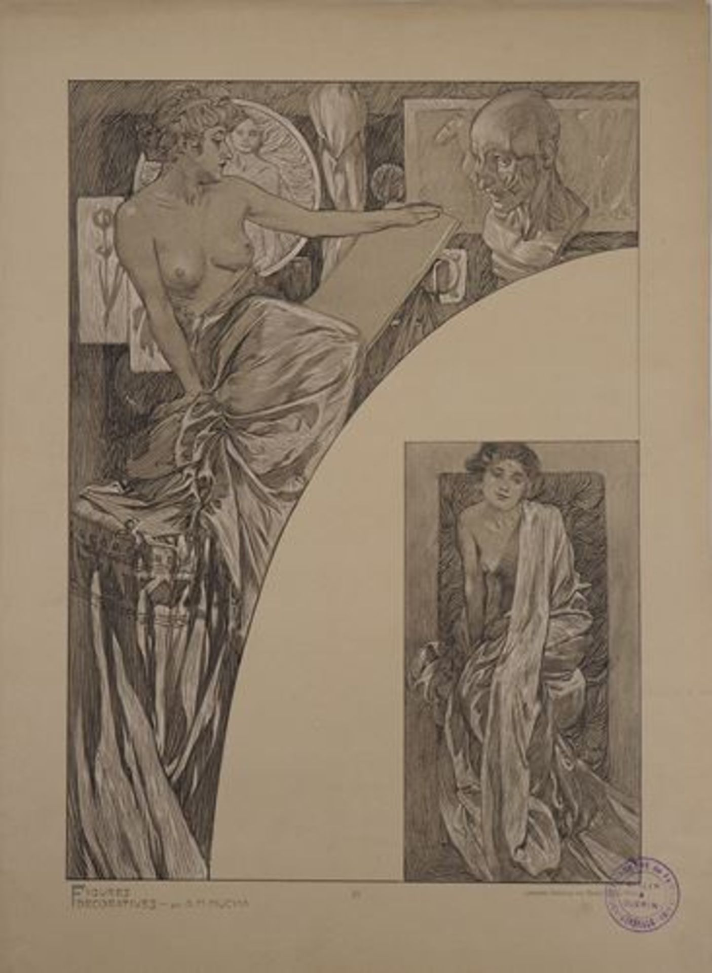 Alphonse MUCHA Model in the workshop, 1902 Lithograph Signed in the plate On thick [...]