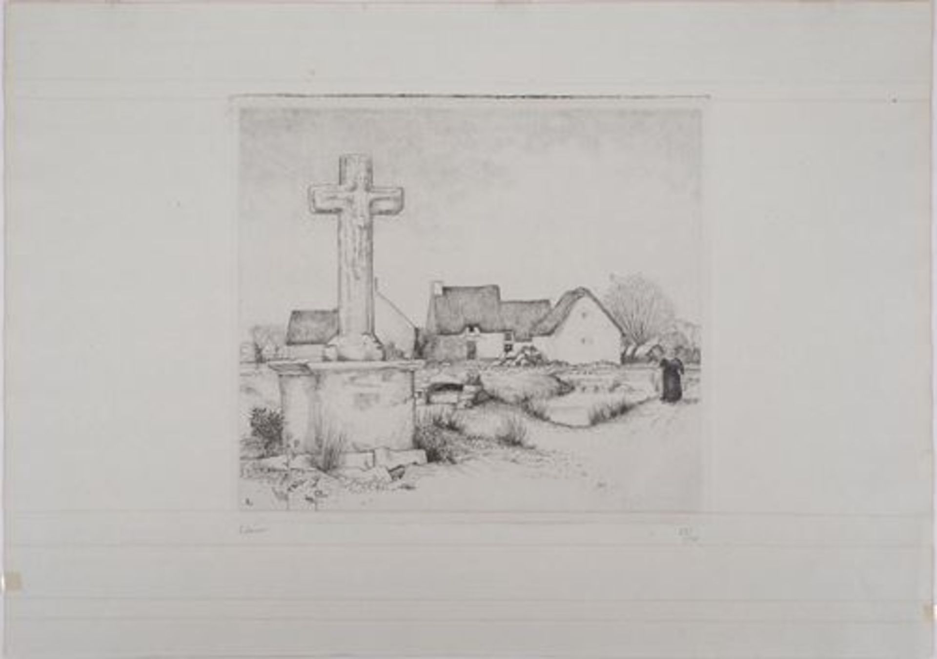 Jean Émile LABOUREUR Le calvaire rustique (Brière), 1933 Gravure originale Signée [...] - Bild 3 aus 7