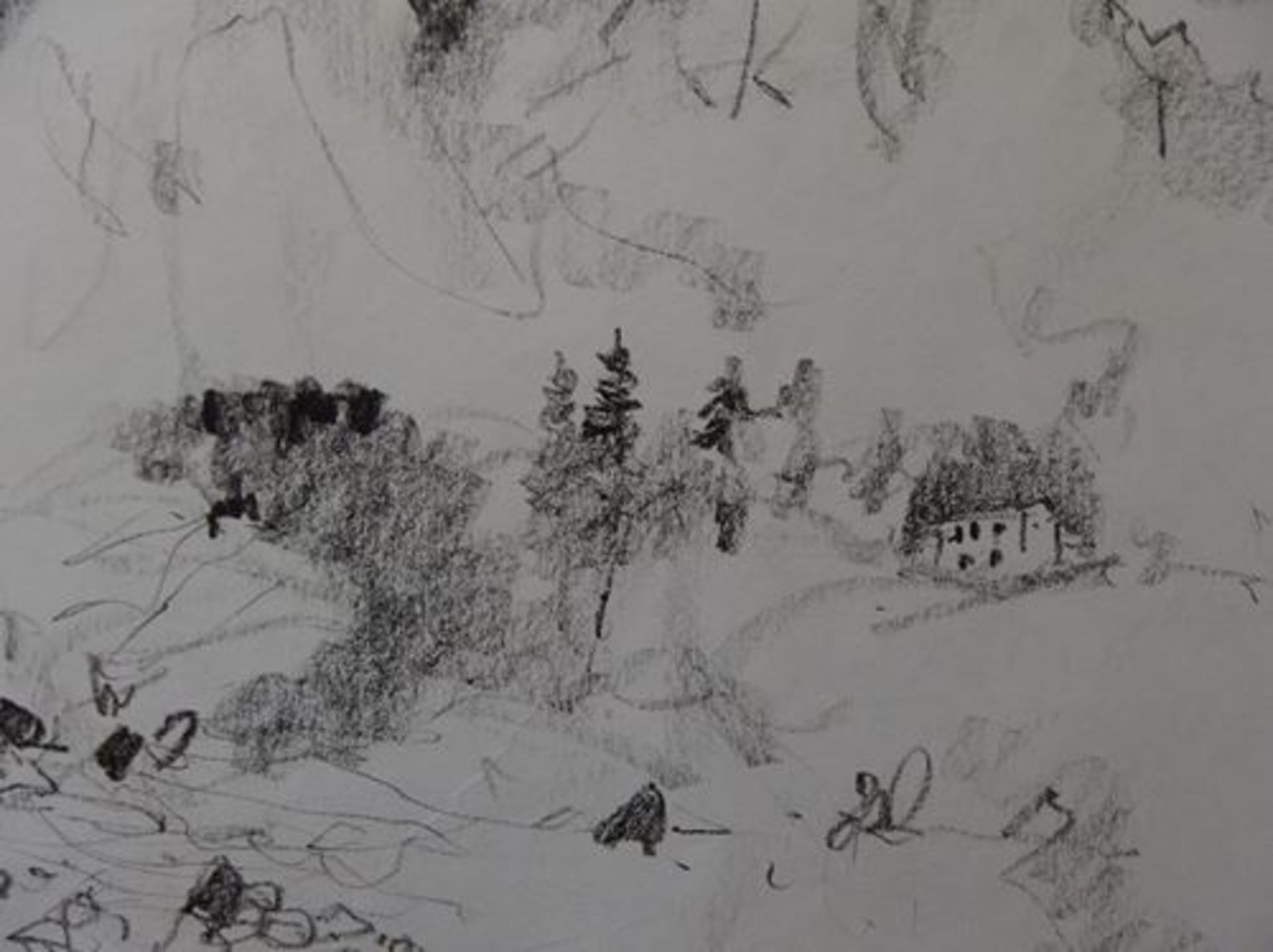 Bernard GANTNER Courmayeur, 1985 Dessin original au crayon noir sur papier [...] - Bild 3 aus 4