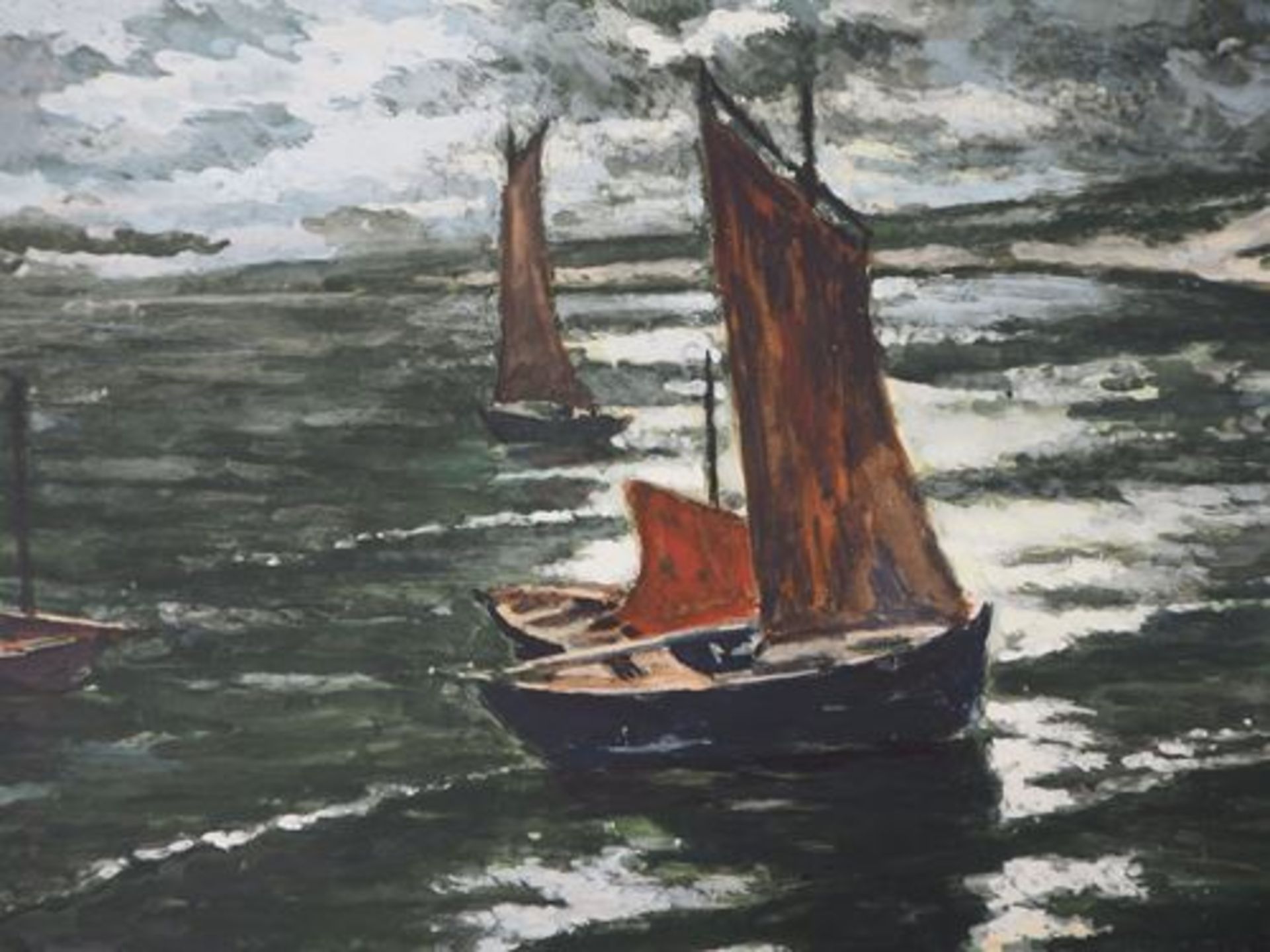 A. GOUNOT L'arrivée des bateaux Gouache originale Signée au crayon en bas à [...] - Bild 3 aus 6