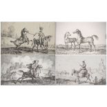 Charles-Antoine VERNET Croquis de chevaux Lot de quatre lithographies originales sur [...]