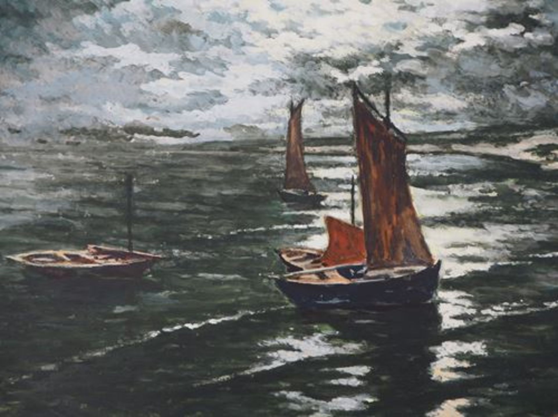 A. GOUNOT L'arrivée des bateaux Gouache originale Signée au crayon en bas à [...] - Bild 5 aus 6