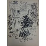 Jules CAVAILLES Villa dans un jardin Dessin original au feutre sur feuillet de [...]