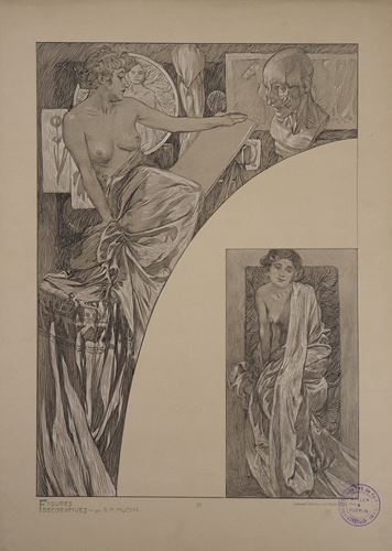 Alphonse MUCHA Model in the workshop, 1902 Lithograph Signed in the plate On thick [...] - Image 2 of 5