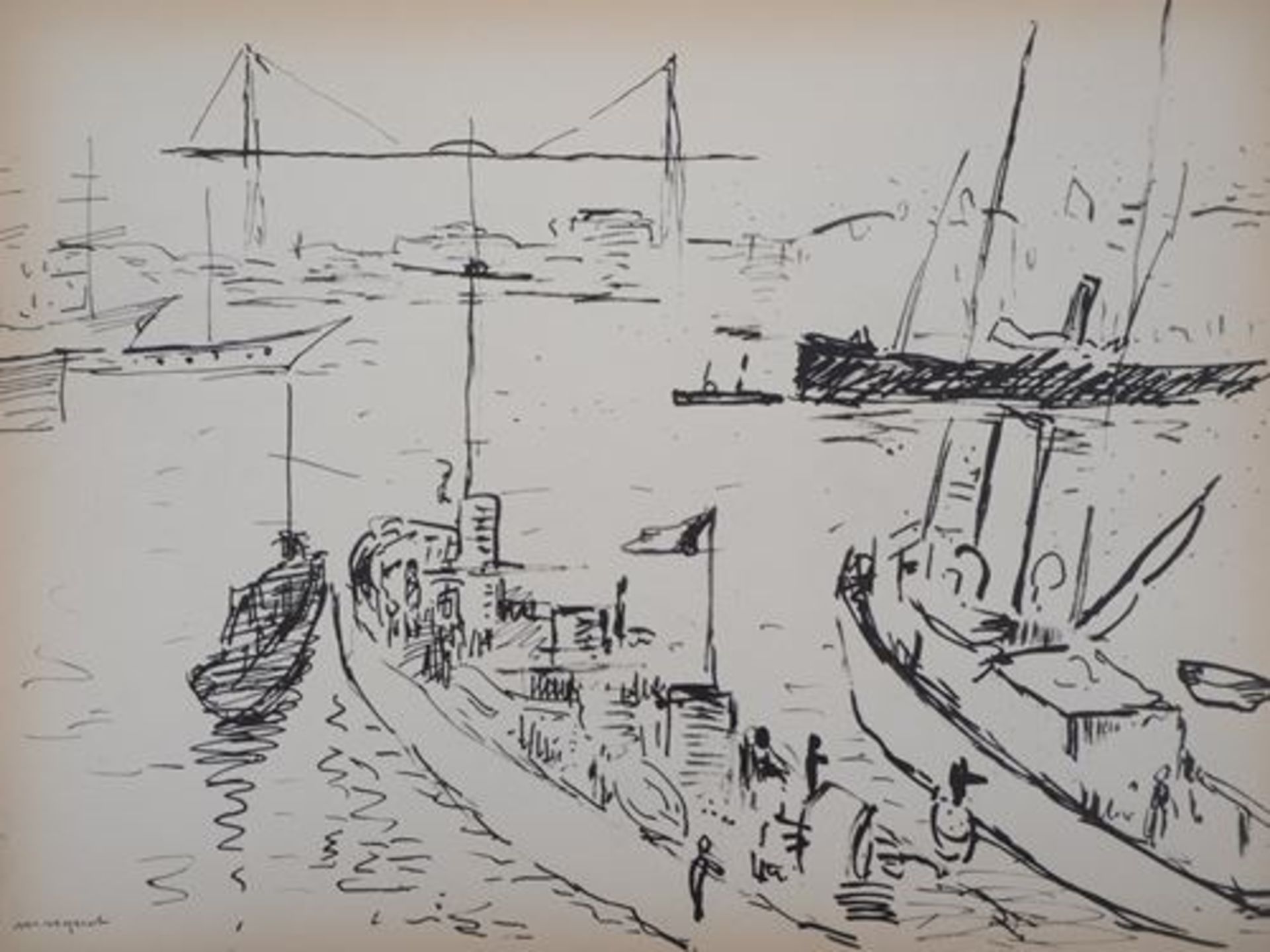 Albert MARQUET Vue sur le port, 1945 Lithographie d'après un dessin d'Albert [...]