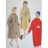 Rosy ANDREASI-VERDIER (1934-2015) Fashion drawing: Three outfits for winter Original [...]