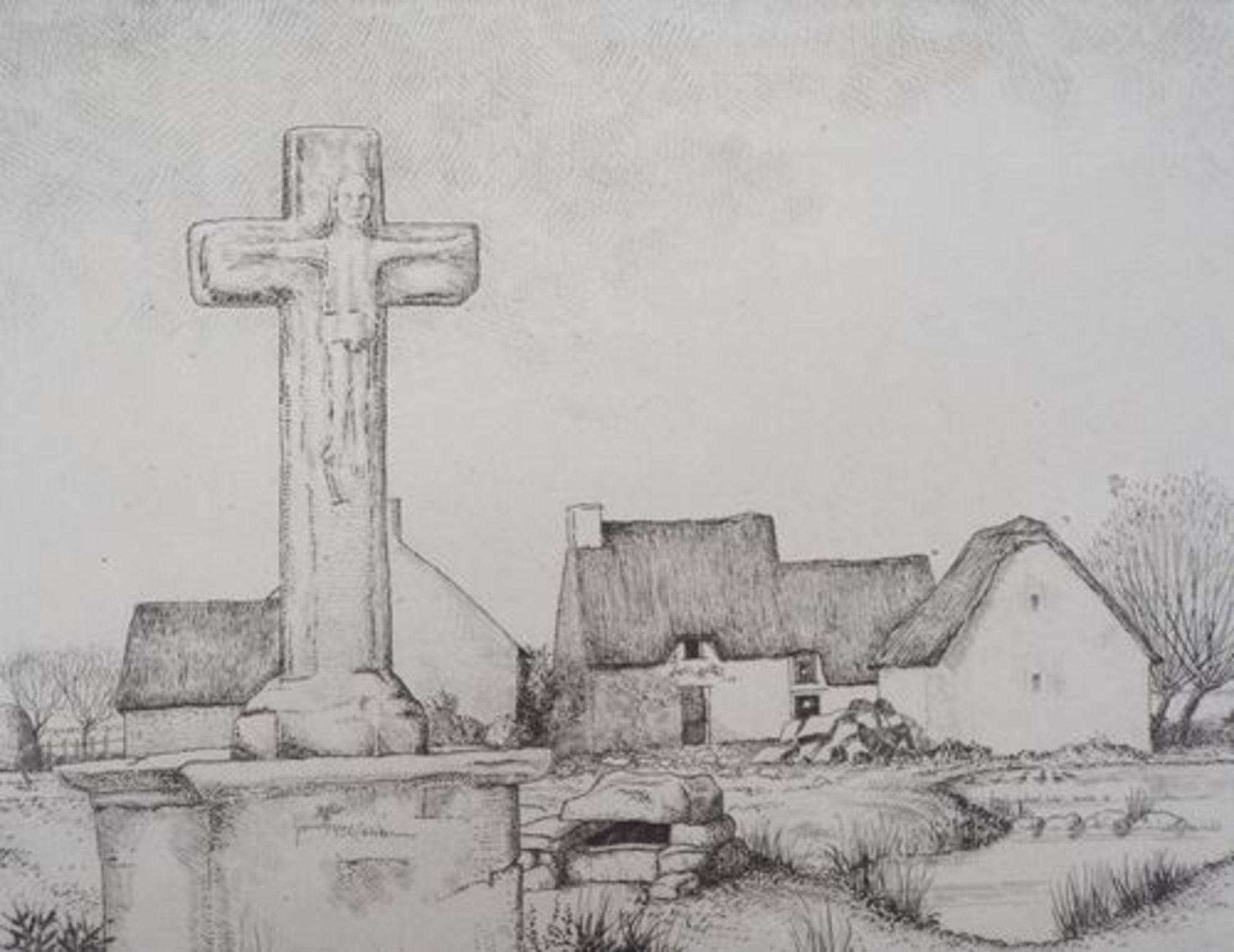 Jean Émile LABOUREUR Le calvaire rustique (Brière), 1933 Gravure originale Signée [...] - Bild 7 aus 7