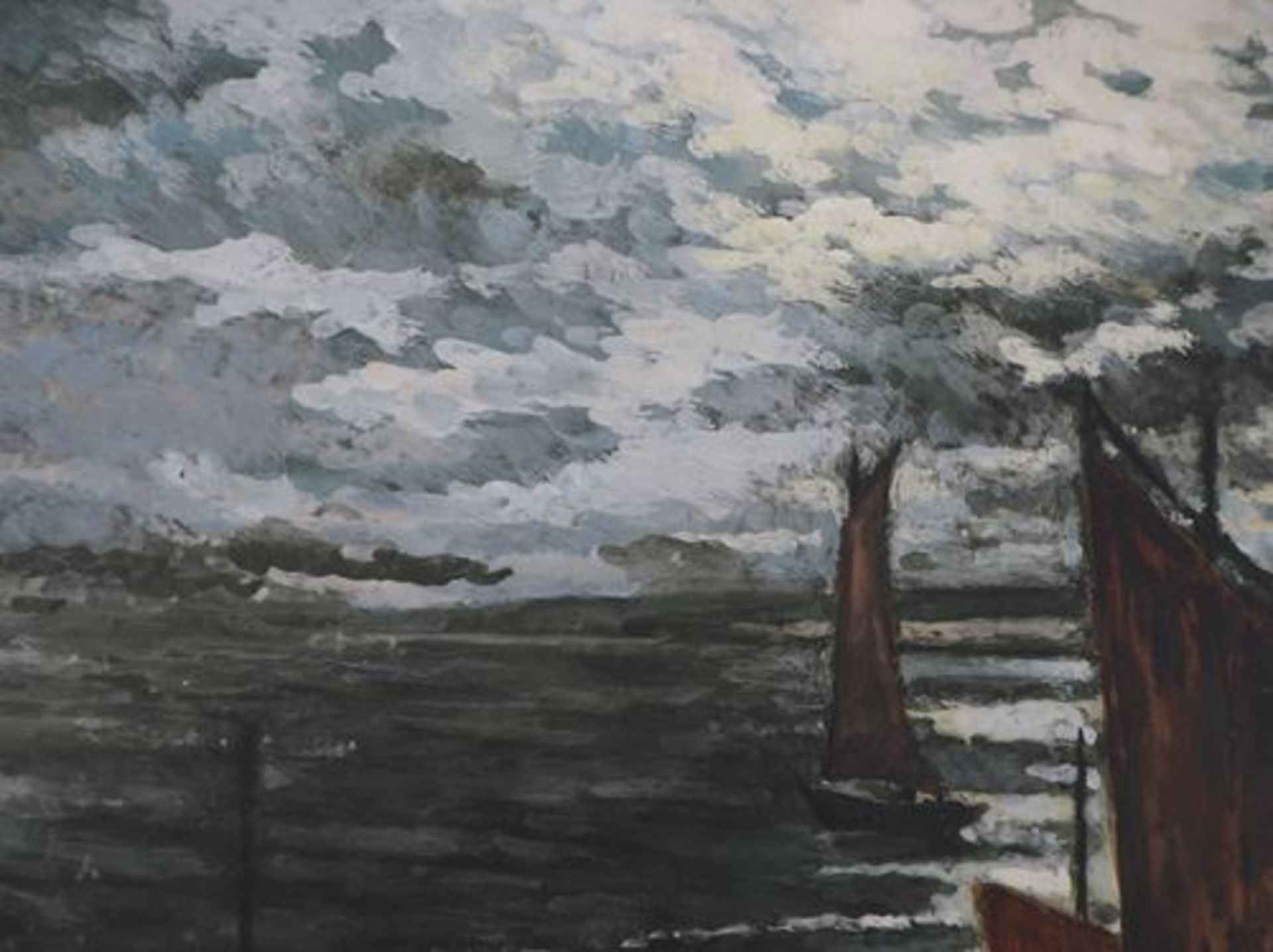 A. GOUNOT L'arrivée des bateaux Gouache originale Signée au crayon en bas à [...] - Bild 4 aus 6