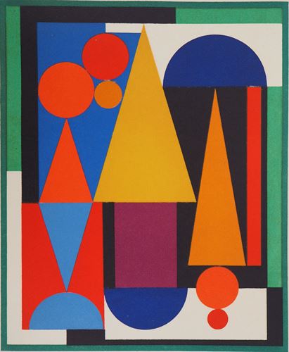 Auguste HERBIN Red Composition 2, 1949 Original screenprint On Arches Vellum of [...] - Image 2 of 3