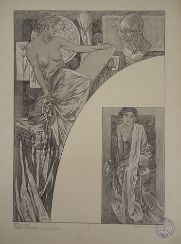 Alphonse MUCHA Model in the workshop, 1902 Lithograph Signed in the plate On thick [...] - Image 4 of 5