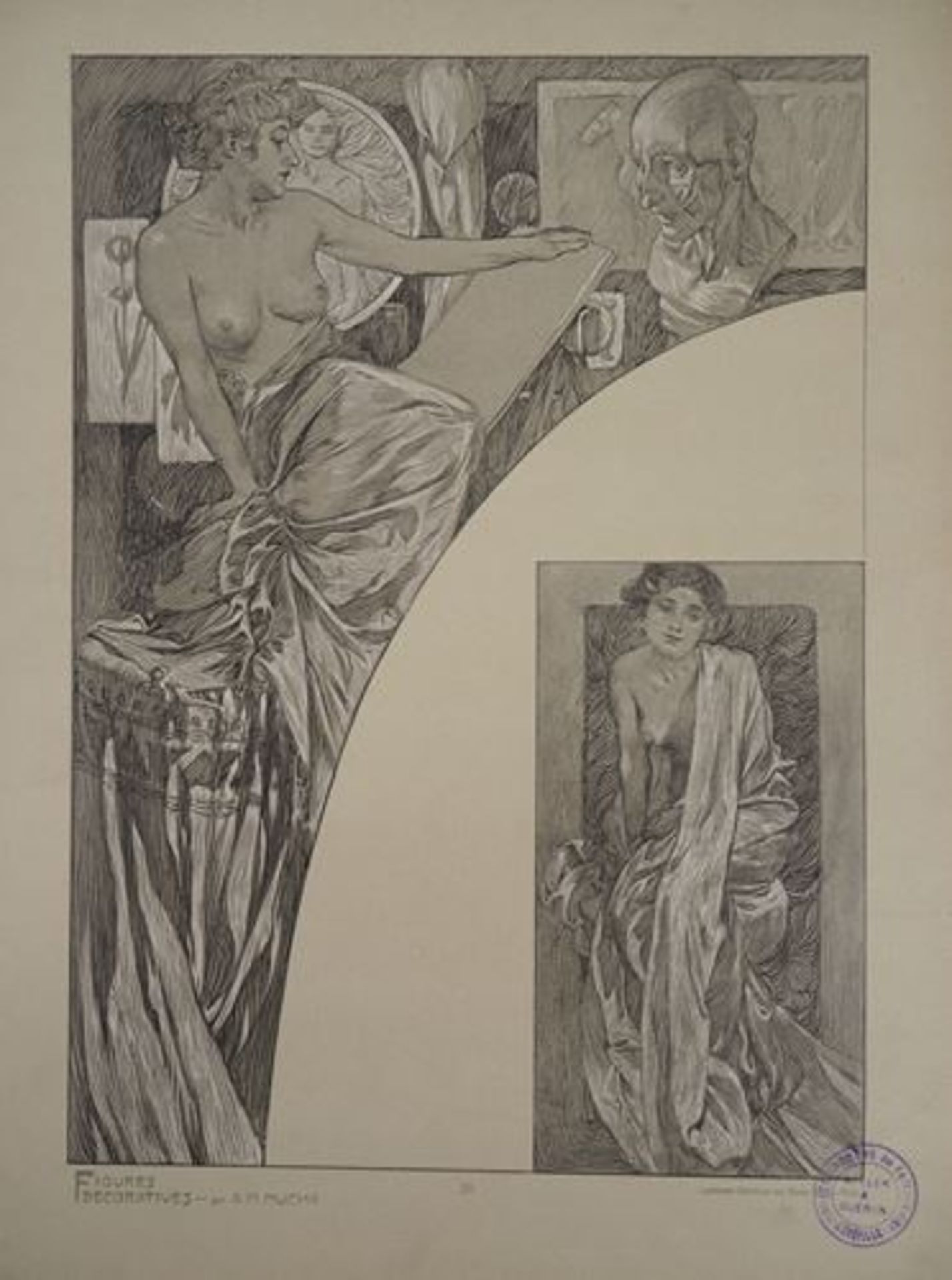 Alphonse MUCHA Model in the workshop, 1902 Lithograph Signed in the plate On thick [...] - Bild 4 aus 5